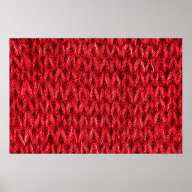 Poster Arrière - plan de texture de laine de tricot rouge (Devant)