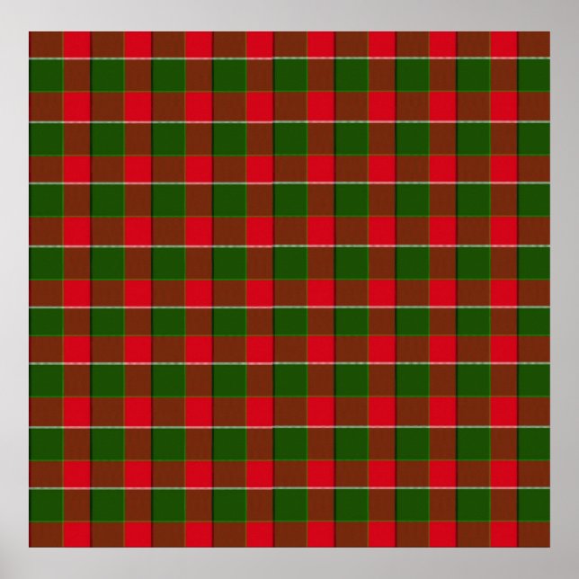 Poster Arrière - plan De Tissu Rouge Et Vert Plaid (Devant)