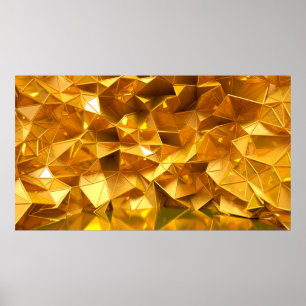 Poster Arrière - plan d'or festif avec triangles, salle d