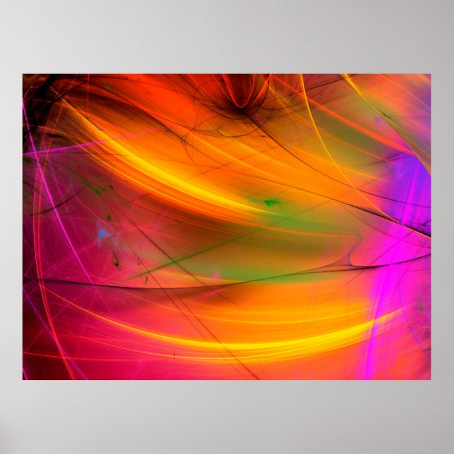 Poster arrière - plan fractal abstrait jaune 3d rendu3d, (Devant)