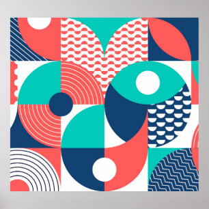 Poster Arrière - plan géométrique murale moderne Vintage