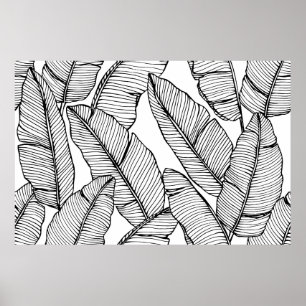 Poster Arrière - plan motif de feuille de bananier sans c