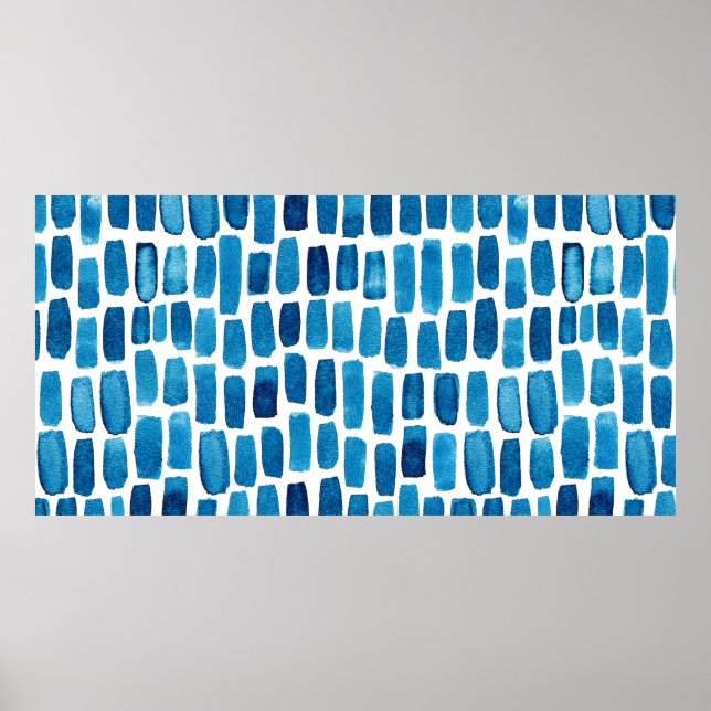 Poster Arrière - plan motif transparent avec aquarelle bl (Devant)