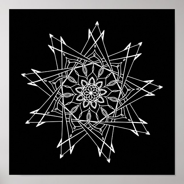 Poster Arrière - plan noir Grand Mandala Couleur adulte (Devant)
