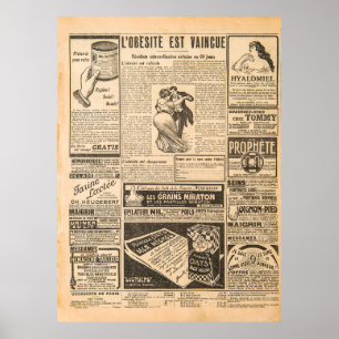 Poster Arrière - plan papier usagé. Pages de vieux journa