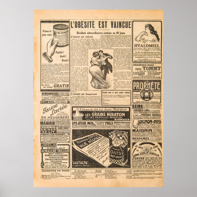 Poster Arrière - plan papier usagé. Pages de vieux journa (Devant)