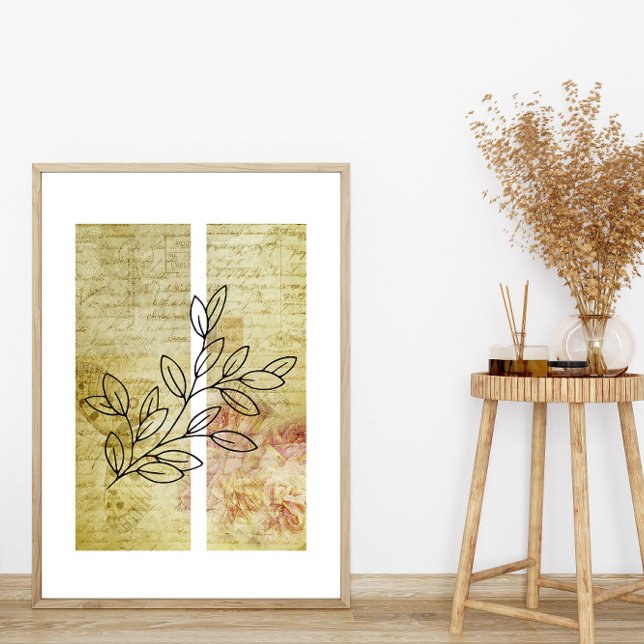 Poster Arrière - plan papillon simple en ligne feuille (Créateur téléchargé)