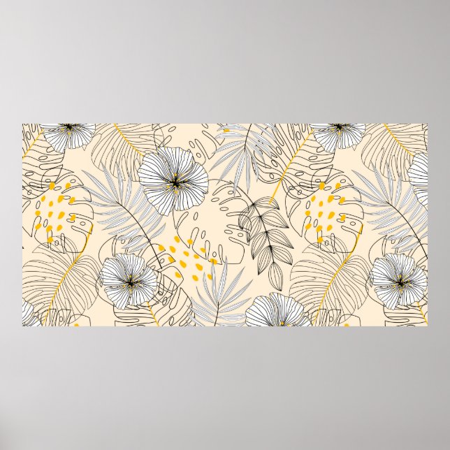 Poster Arrière - plan sans faille avec plantes, feuilles  (Devant)