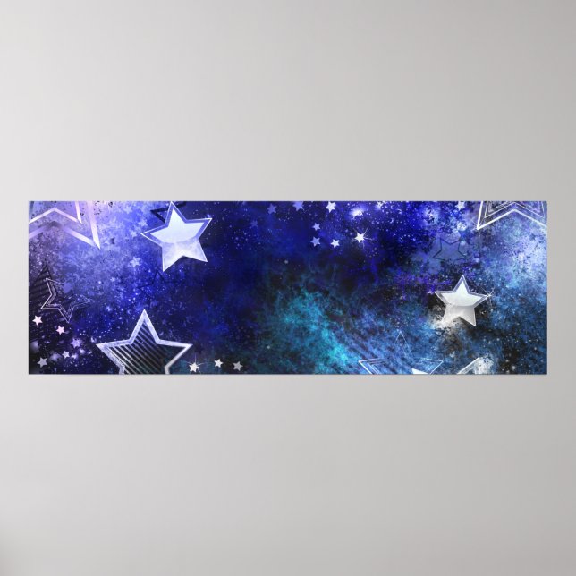Poster Arrière - plan spatial avec étoiles (Devant)