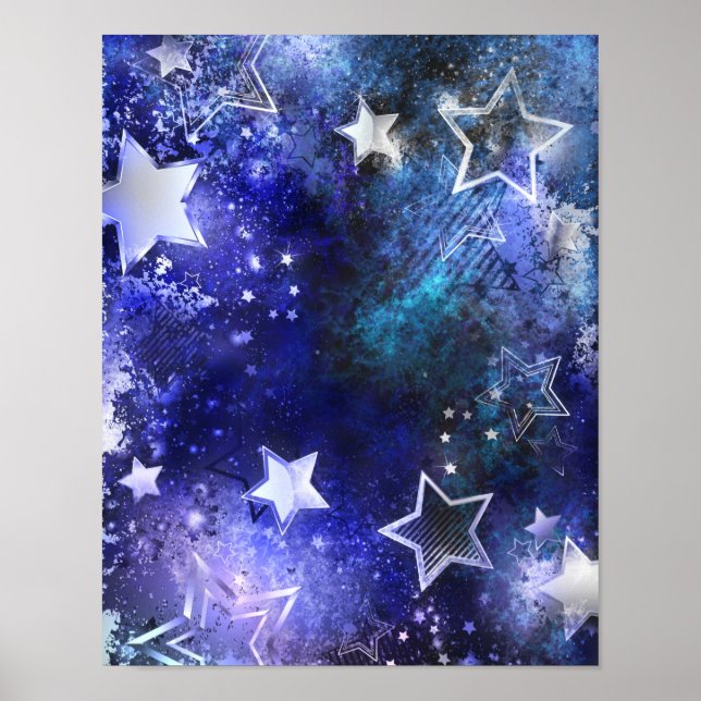 Poster Arrière - plan spatial avec étoiles (Devant)