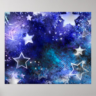 Poster Arrière - plan spatial avec étoiles