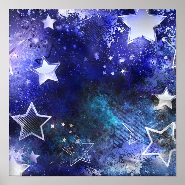 Poster Arrière - plan spatial avec étoiles (Devant)