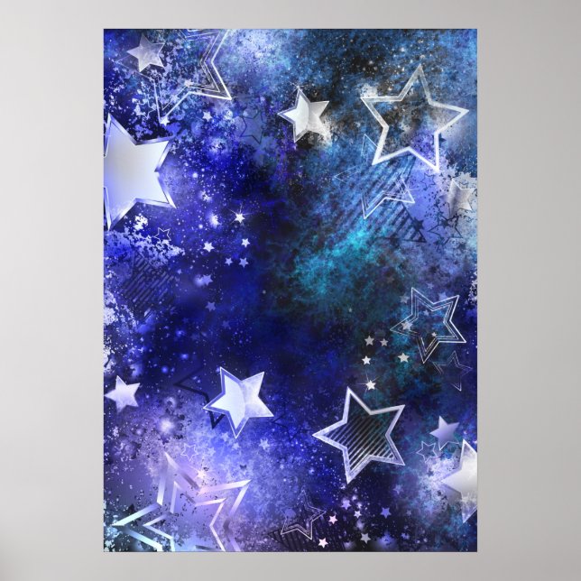 Poster Arrière - plan spatial avec étoiles (Devant)