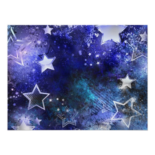 Poster Arrière - plan spatial avec étoiles (Devant)