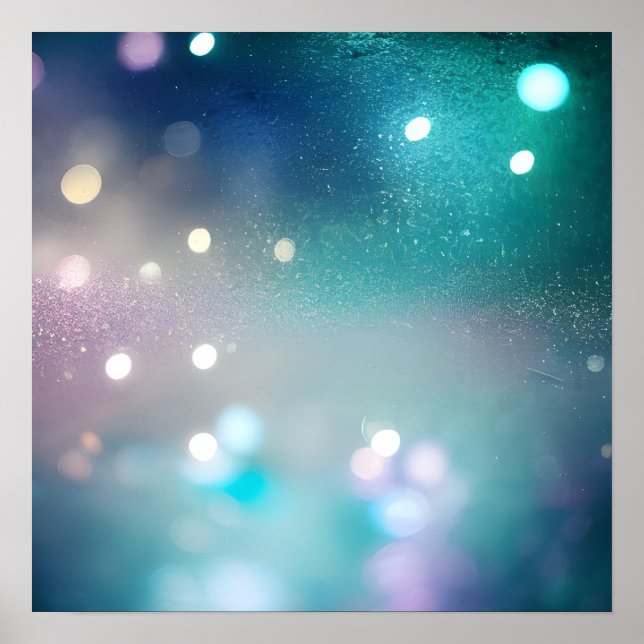 Poster Arrière - plan turquoise Bokeh (Devant)