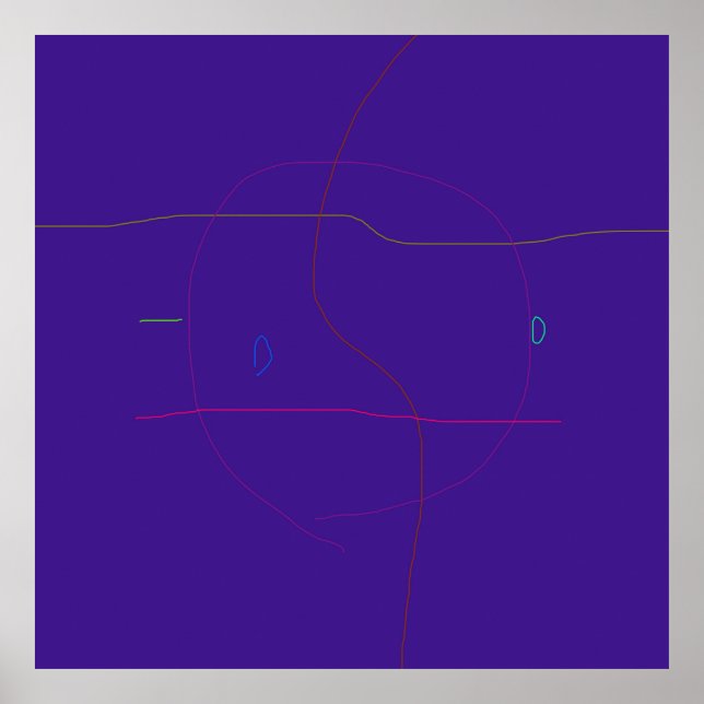 Poster Arrière - plan violet profond avec éléments minima (Devant)