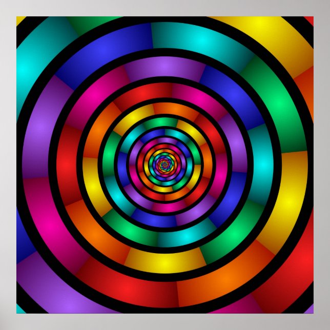 Poster Arrondi et psychédélique coloré Art moderne fracta (Devant)
