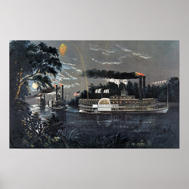 Poster Arrondir un virage sur le bateau à vapeur du Missi (Devant)