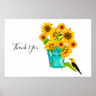 Poster Arrosage de tournesol Can Bouquet Merci