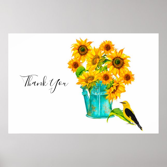 Poster Arrosage de tournesol Can Bouquet Merci (Devant)