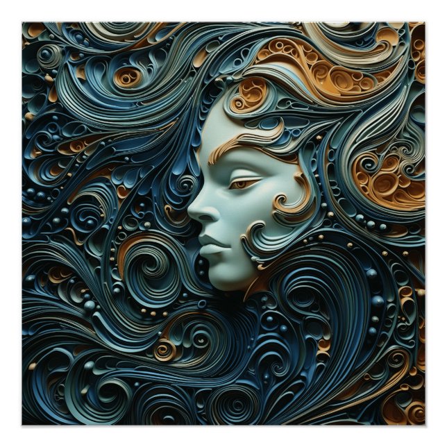 Poster Art 3D de la femme Lune (Devant)