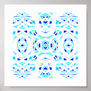 Poster Art à la gouache abstrait bleu blanc Firebrand