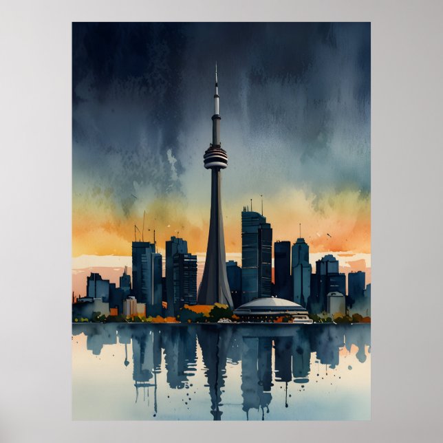 Poster art à l'aquarelle de Toronto (Devant)