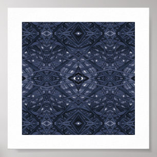 Poster Art à l'encre d'alcool abstrait bleu labyrinthe