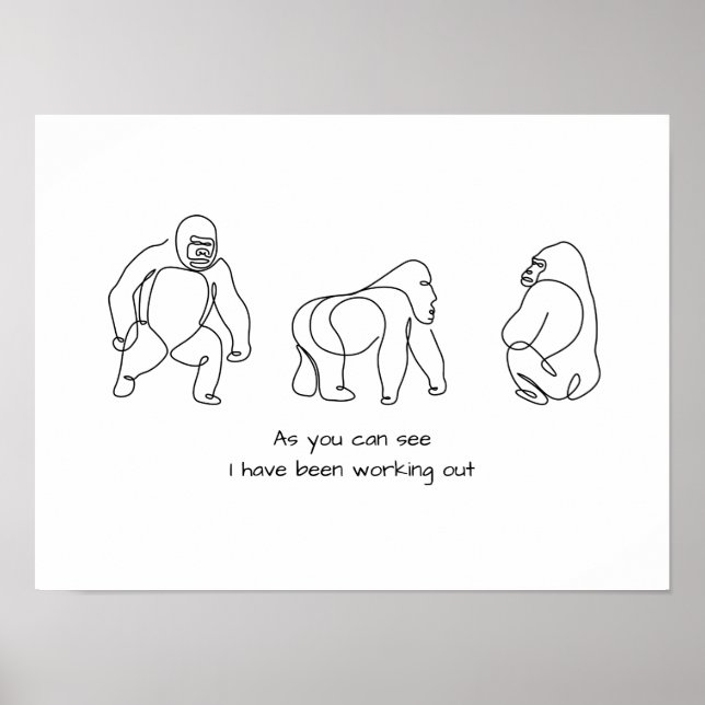 Poster Art à ligne unique - gorilla (Devant)