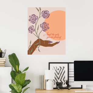 Poster Art à main noire avec Roses et affiliations
