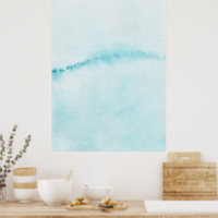 Art abstrait à l'aquarelle Bleu Aqua Pastel Horizo