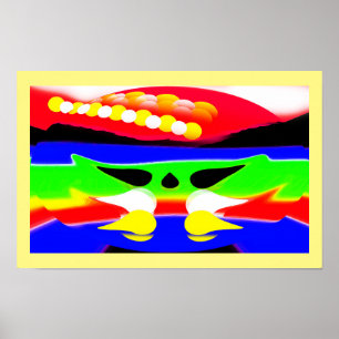 Poster Art abstrait amusant du monde futur