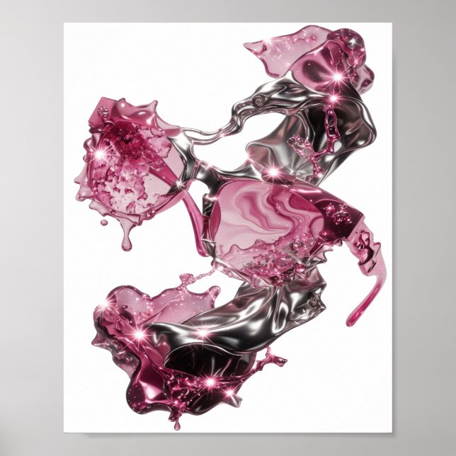 Poster Art abstrait argent ABSTRACT ART Conception abstra (Devant)