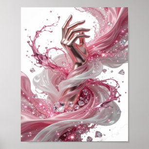 Poster ART ABSTRAIT argenté design abstrait