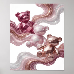 Poster ART ABSTRAIT Argenté Design Moderne Froid