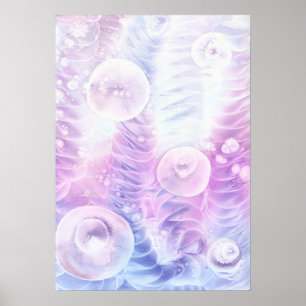 Poster Art Abstrait au Pastel Clair Peint à la Main à la 