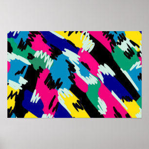 Poster Art abstrait audacieux en couleurs primaires 