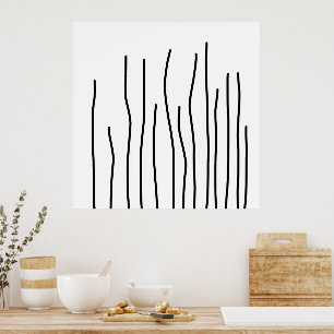 Poster Art Abstrait Black White Lines Minimalisme