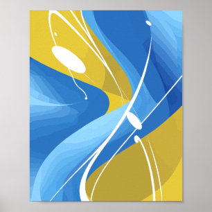 Poster Art Abstrait bleu et jaune