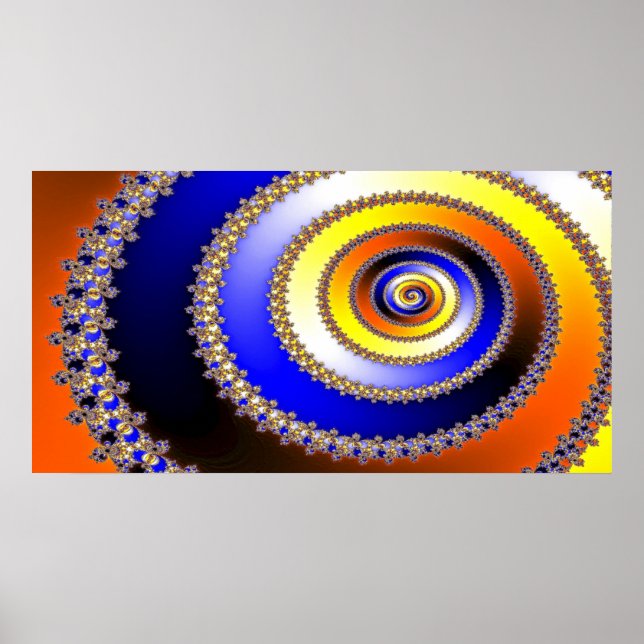 Poster ART Abstrait - bleu spiral jaune (Devant)