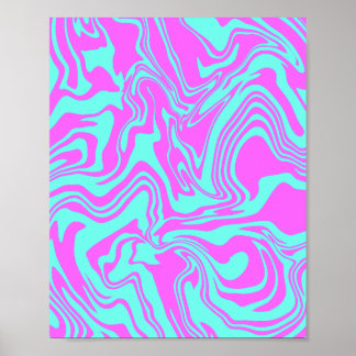 Poster Art Abstrait brillant en rose et Turquoise