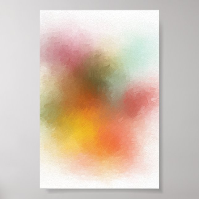 Poster Art Abstrait coloré moderne Rouge Jaune Bleu (Devant)