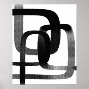 Poster Art Abstrait Contemporain Noir Et Blanc