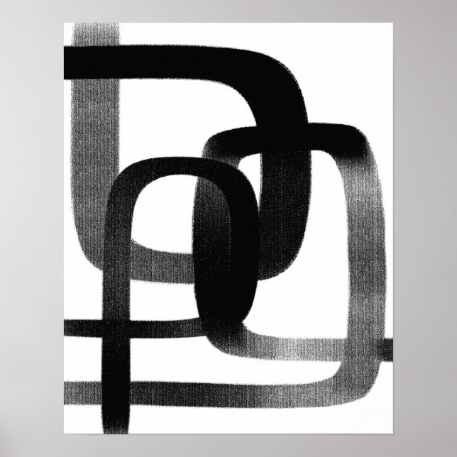 Poster Art Abstrait Contemporain Noir Et Blanc (Devant)