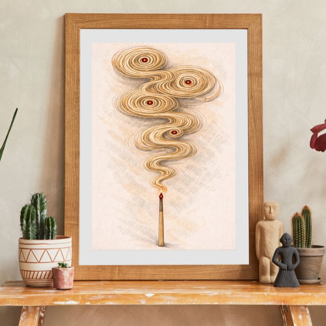 Poster art abstrait de fumée | illustration de l'allumett (Créateur téléchargé)
