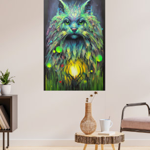 Poster Art Abstrait de l'Imaginaire de chat mystique