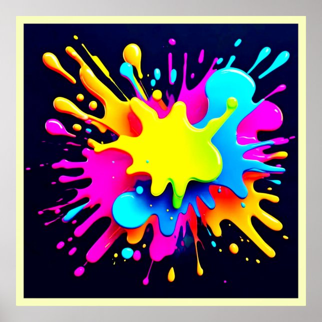 Poster Art Abstrait de peinture dynamique (Devant)