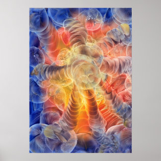 Poster Art abstrait d'énergie radiante en spirale peint à