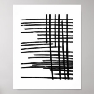 Poster Art Abstrait des lignes noires et blanches - Scrat