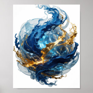 Poster Art abstrait Design abstrait Dynamique Argent v2